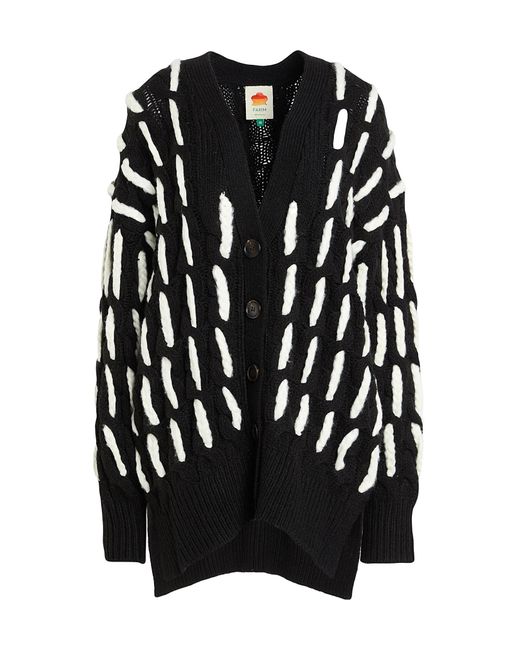 Farm Rio Black Two-Tone Cardigan