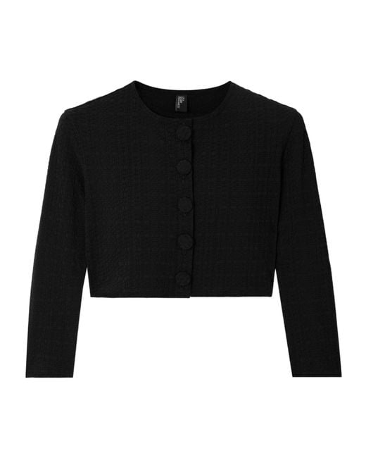 Lisa Marie Fernandez Black Cropped Seersucker Cardigan