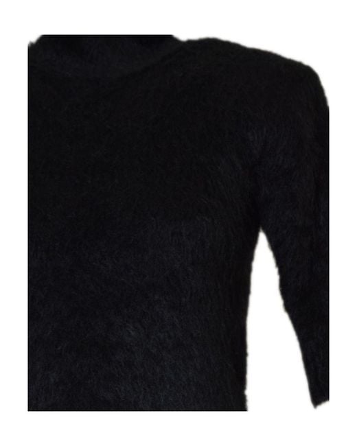 Sportmax Blue Mohair High-Neck Top