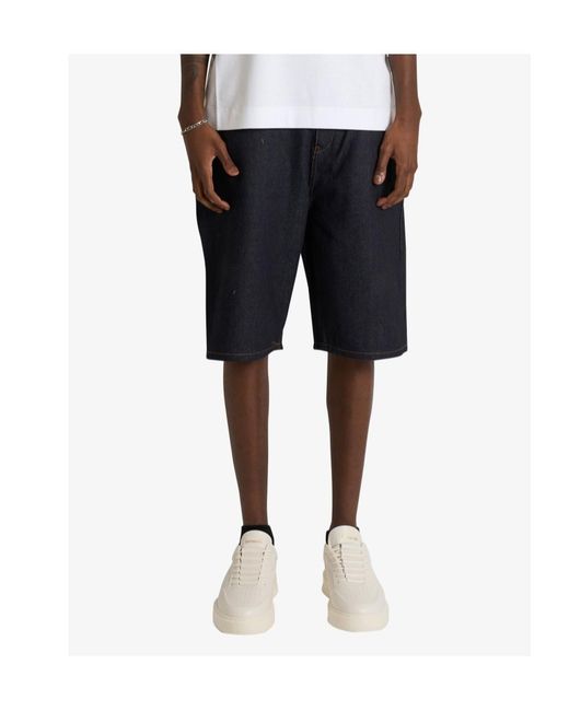AMISH Blue Tommy Raw Bermuda Shorts for men
