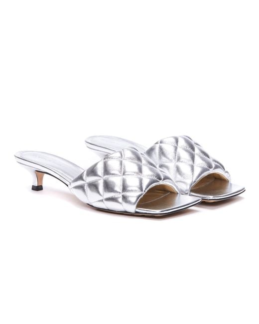 Bottega Veneta White Logo High-Heeled Sandals