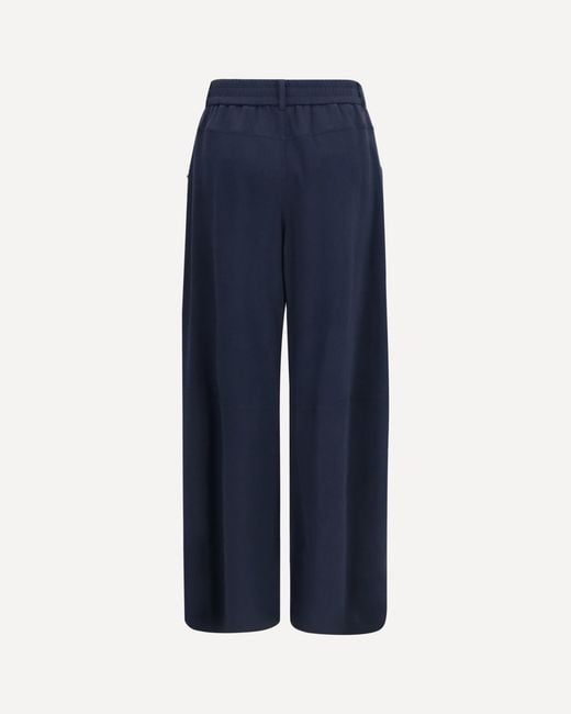 Brunello Cucinelli Blue Elastic Waistband Wide Leg Pants