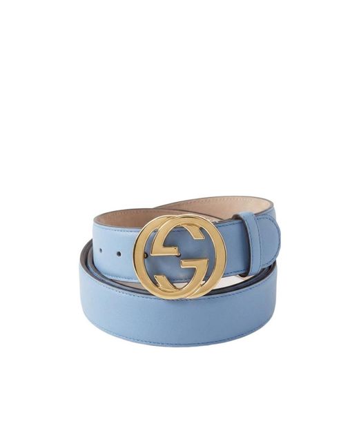 Gucci Blue Mutual Buckle Double G Belt