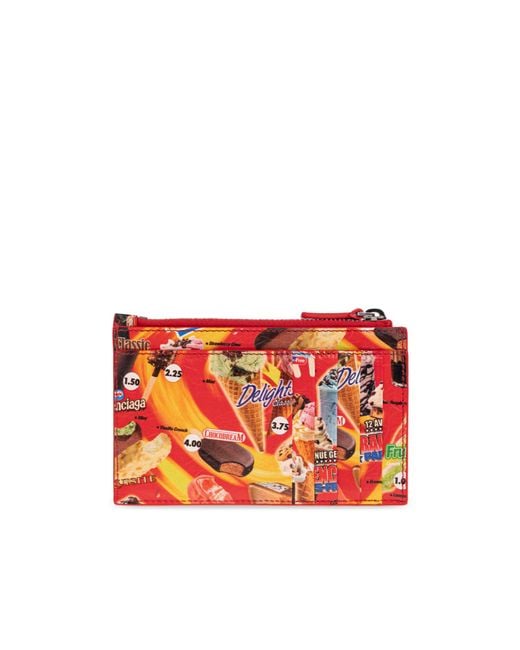 Balenciaga Red Graphic Print Card Holder for men