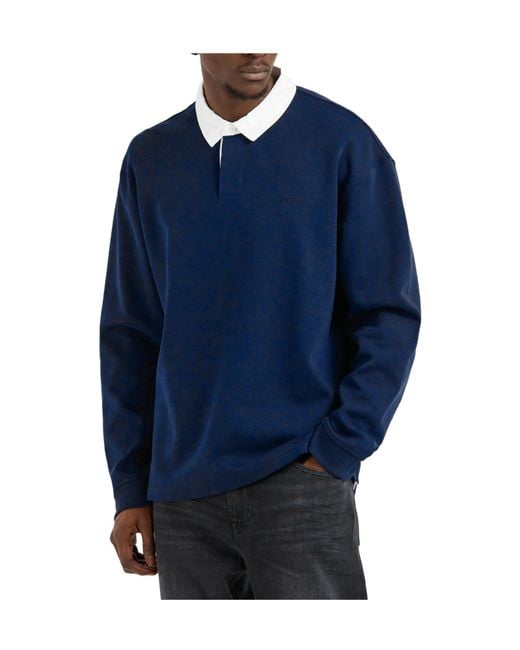 Boss Blue Longsleeve Rugby Polo Shirt for men