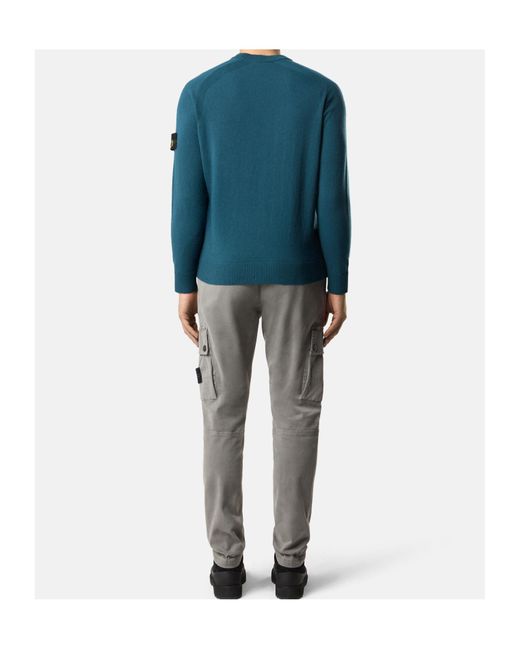 Stone Island Blue Compass Badge Crewneck Jumper for men