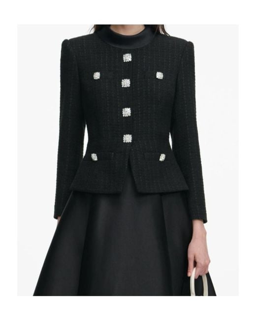 Self-Portrait Black Embellished Midi Dress