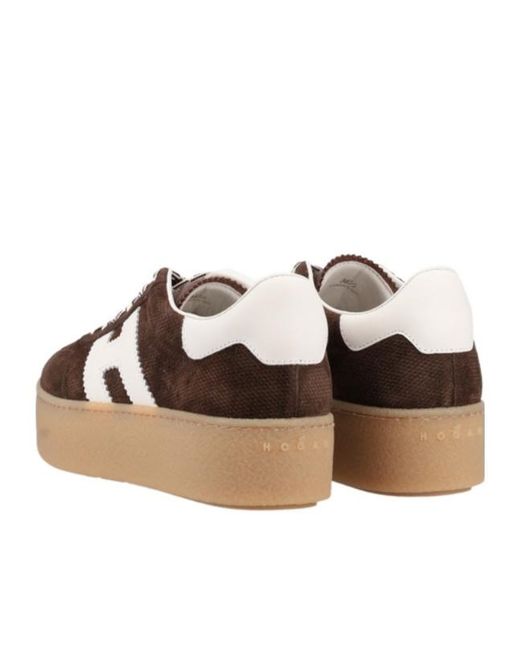 Hogan Brown Side H Patch Sneakers