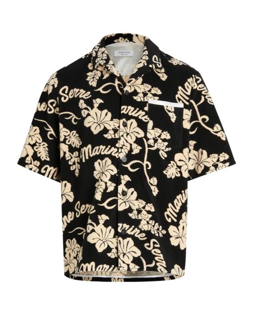 MARINE SERRE Black Patterned-Jacquard Terry-Cloth Shirt for men