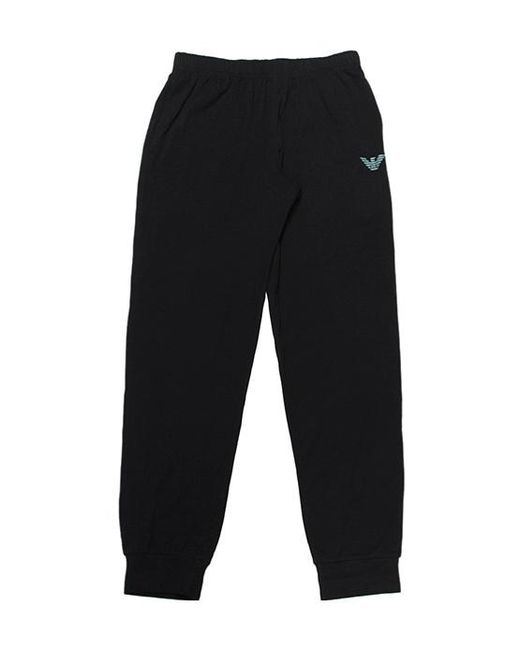 Emporio Armani Black Logo Print T-Shirt Sweatpants Two-Piece Set for men