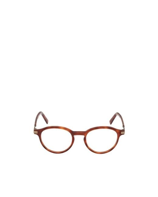 Zegna White Round Frame Glasses for men