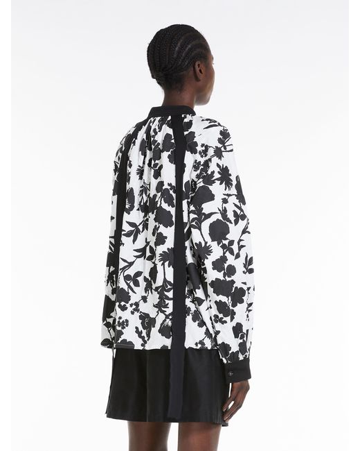 Max Mara Black Floral Printed Long-Sleeved Top