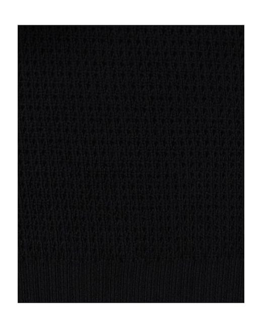 Roberto Collina Black Open-Knit Short-Sleeve T-Shirt for men