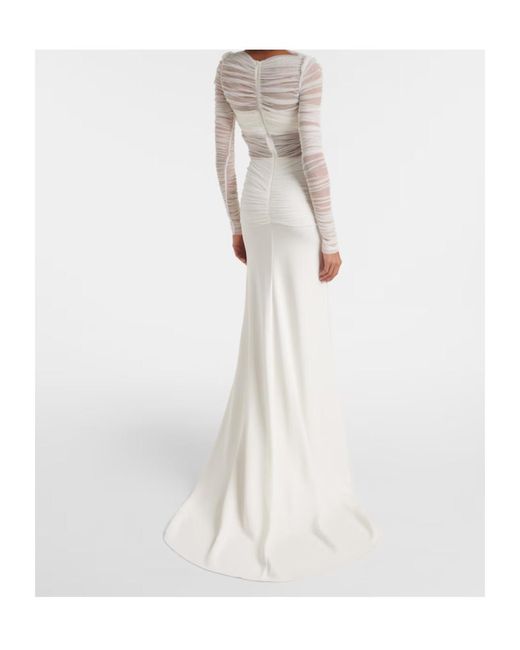 Christopher Esber White Bridal Veiled Silk Tulle Gown