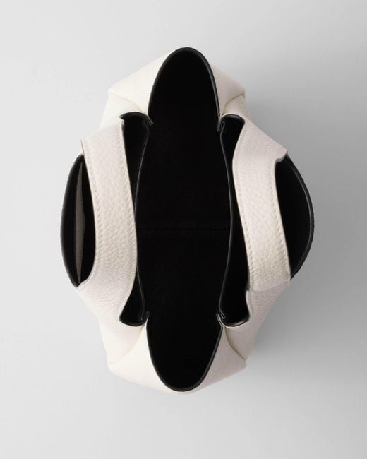 Prada White Logo Shopping Tote Bag