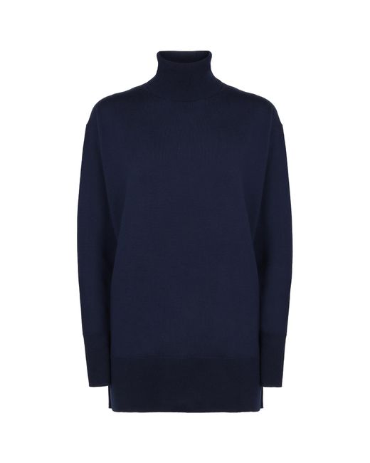 Aspesi Blue Side Slit Turtleneck Pullover