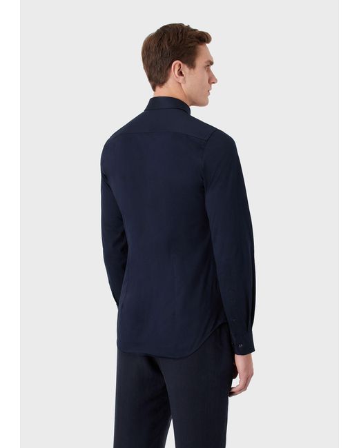 Giorgio Armani Blue Single-Breasted Long-Sleeved Shirt for men