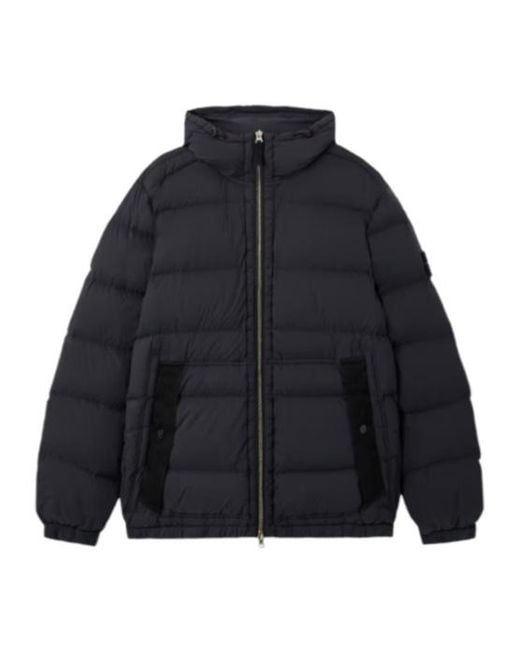 Stone Island Blue Logo Patch Hooded Jacket for men