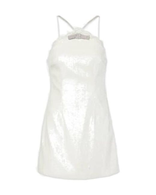 Self-Portrait White Halter-Neck Mini Dress