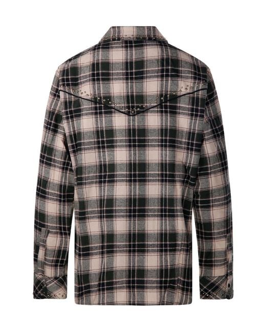 P.A.R.O.S.H. Gray P.A.R.O..H. Cowboy Studded Check Shirt