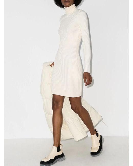 Wolford White Ribbed Knit Fitted Mini Dress