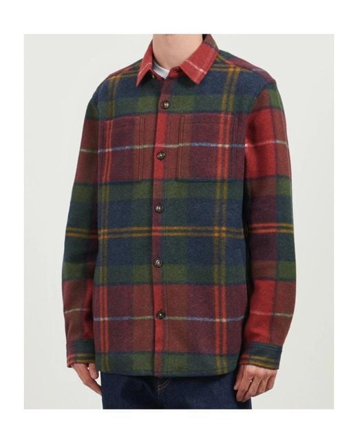 Barbour Red Check-Pattern Shirt Jacket for men