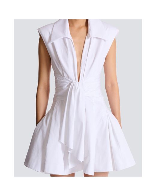 Balmain White Cotton Shirt Mini Dress