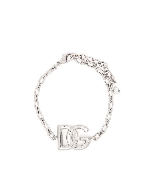 Dolce & Gabbana Metallic Logo Chain-Link Bracelet