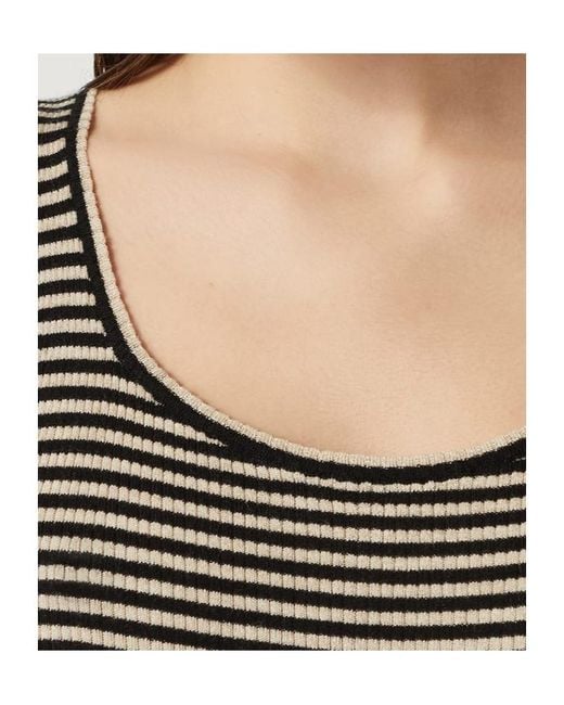 Brunello Cucinelli Black Striped Sleeveless Knitted Top