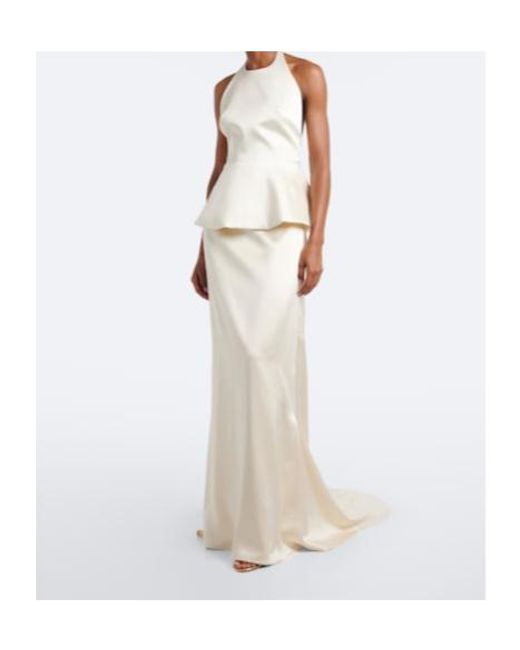 Rohe White Bridal Peplum Satin Gown