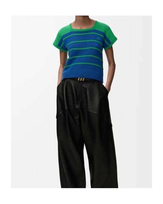 Loewe Green Striped Cropped Knitted Top