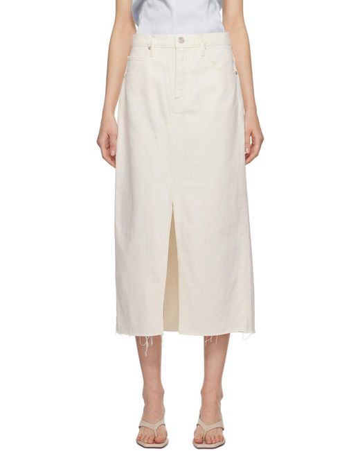 FRAME White The Midaxi Frayed Edge Denim Midi Skirt