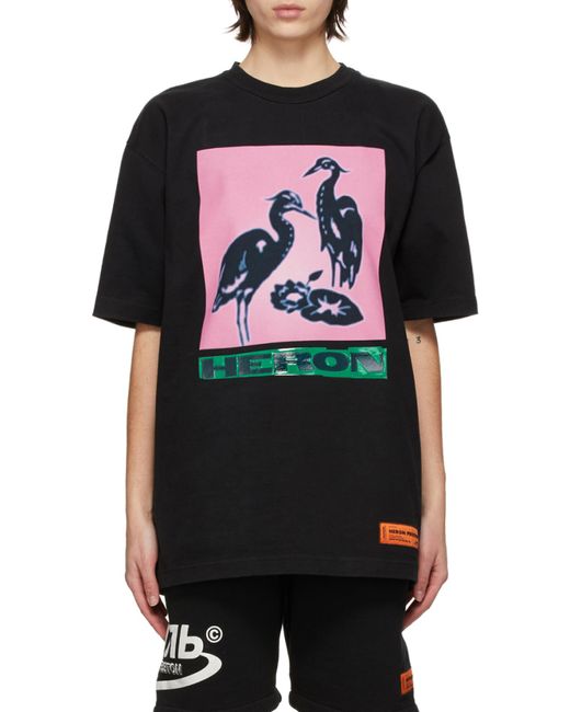 Heron Preston Black Logo Printed T-Shirt for men
