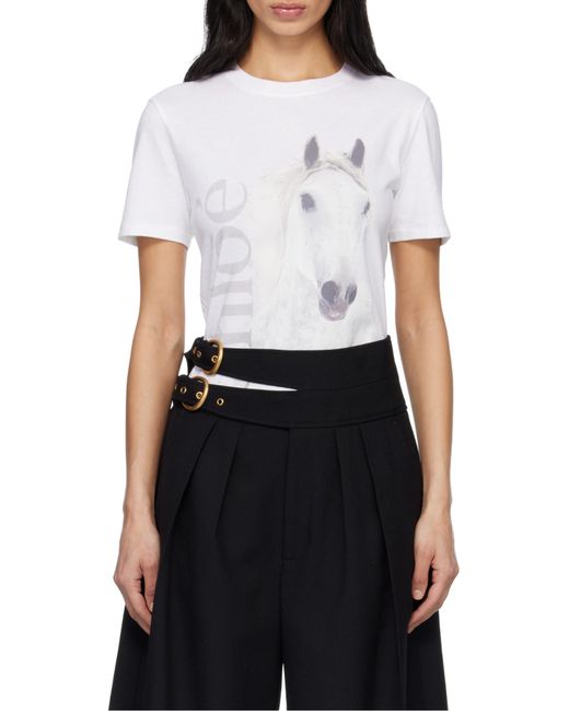 Chloé White Chloé Crew-Neck Jersey Logo T-Shirt