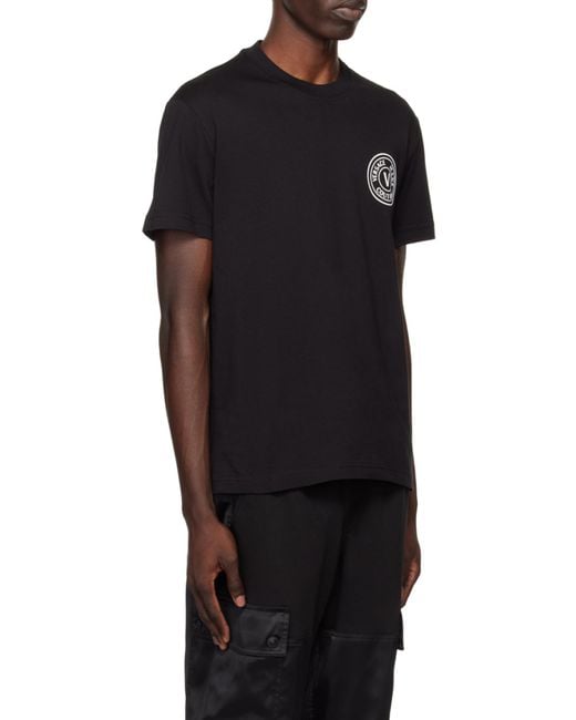 Versace Jeans Black Logo-Print Cotton T-Shirt for men