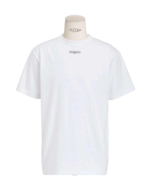 Dior White T-Shirt With Christian Paris Tag, Relaxed Fit for men