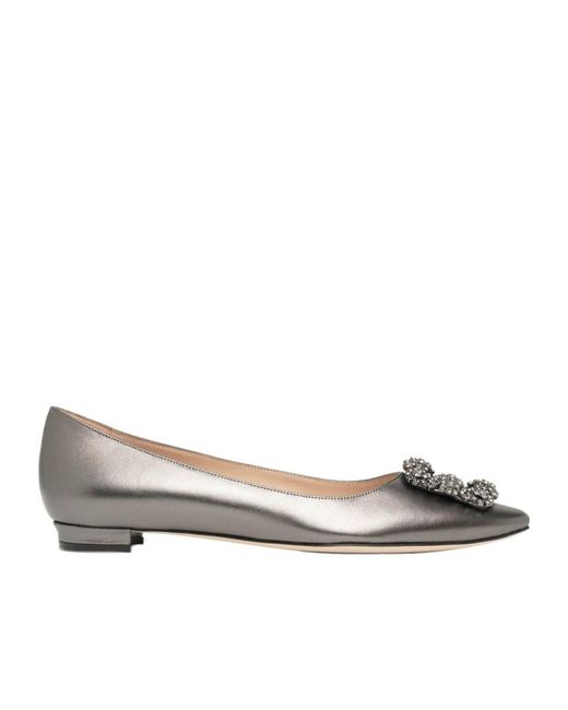 Manolo Blahnik Brown Metallic Nappa Ballerinas