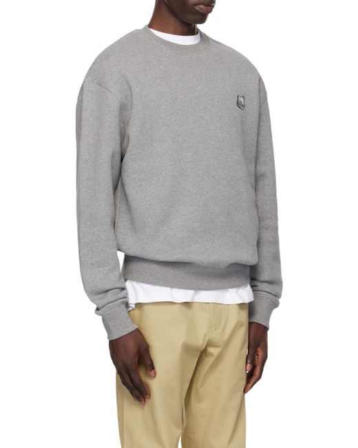 Maison Kitsuné Gray Maison Kitsuné Fox Head Patch Crewneck Sweatshirt for men