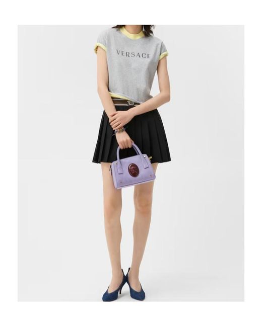 Versace Black Pleated Wool-Mohair Mini Skirt