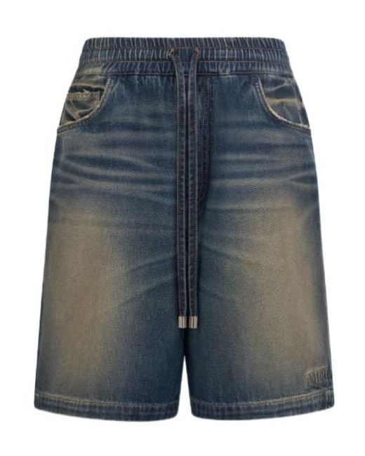 Amiri Blue Drawstring Denim Shorts for men