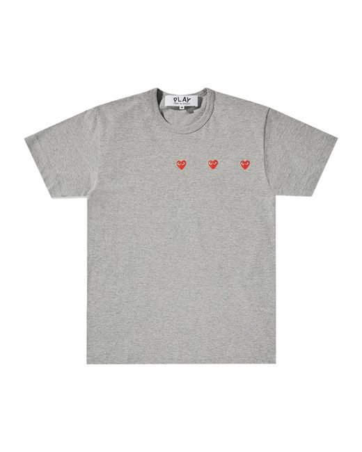 COMME DES GARÇONS PLAY Gray Heart-Print Cotton T-Shirt for men