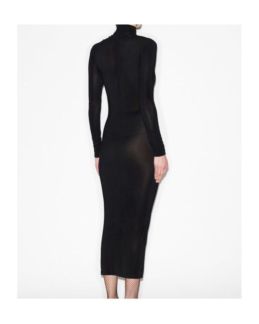 Isabel Marant Black Semi-Sheer High-Neck Long-Sleeved Dress