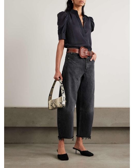 FRAME Blue Frayed High-Waist Jeans
