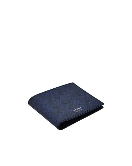 Ferragamo Blue Ferragamo Monogram Bi-Fold Wallet for men