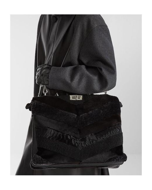 Fendi Black Maxi Peekaboo Soft Inlaid Fur Bag for men