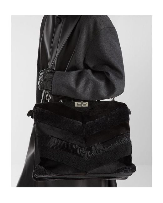 Fendi Black Maxi Peekaboo Soft Inlaid Fur Bag for men