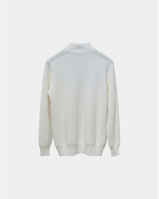 Gran Sasso White Half-Zip Knitted Jumper for men