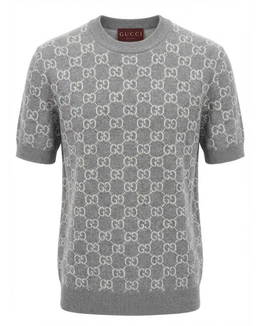 Gucci Gray Reversible Gg Fine Wool Jacquard Top