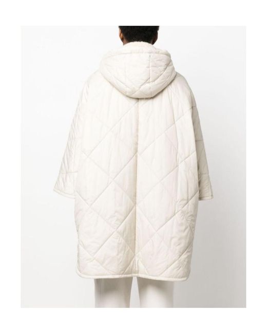 Brunello Cucinelli White Wide-Sleeved Drawstring Quilted Coat