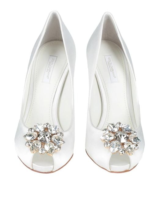 Dolce & Gabbana White Peep-Toe High Heels